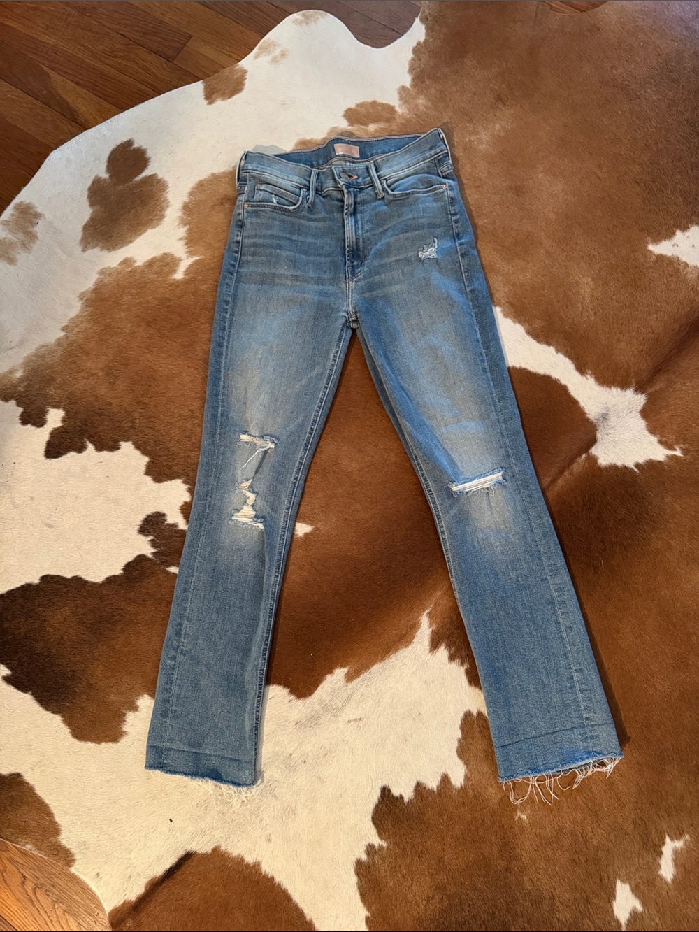 Mother The Dazzler Mid Rise Ankle Fray Jeans Weekend Kitten 26
